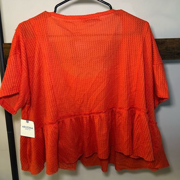 NWT Arizona Jean Co Orange Babydoll Crop Top Size XXL - Picture 4 of 5